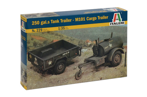 250 gal.s Tank Trailer - M101 Cargo Trailer | 0229 | Italeri