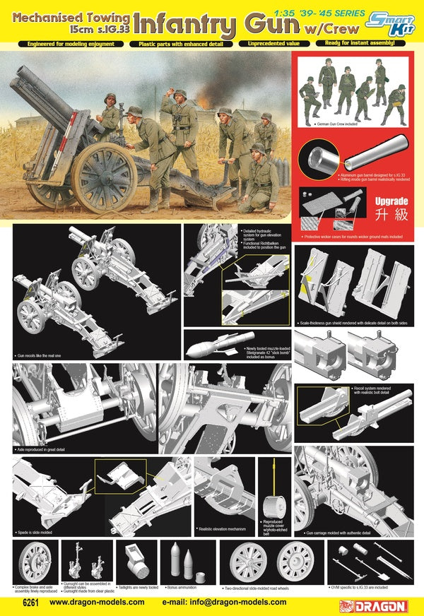 Mechanised Towing 15cm s.IG.33 Infantry Gun w/Crew - Dragon 1:35 modelbouwpakket