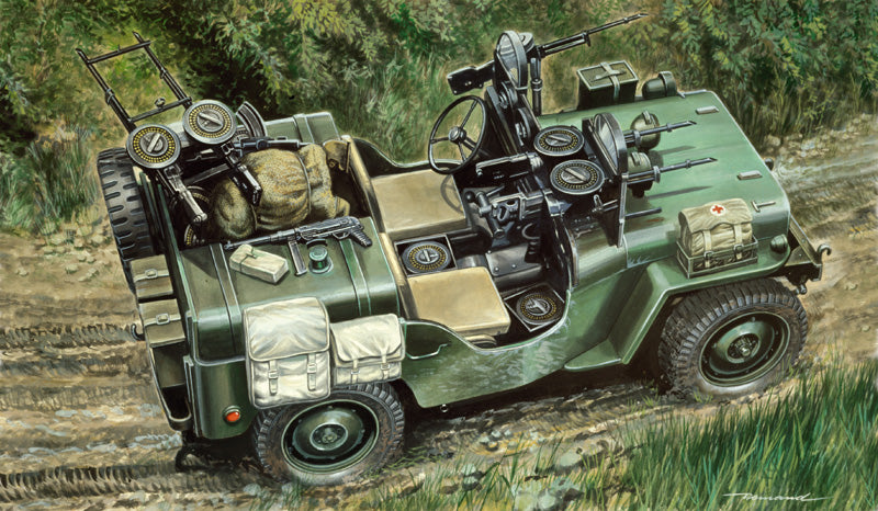 Tekening van Commando car (Willys) voor bouwpakket van Italeri 320.