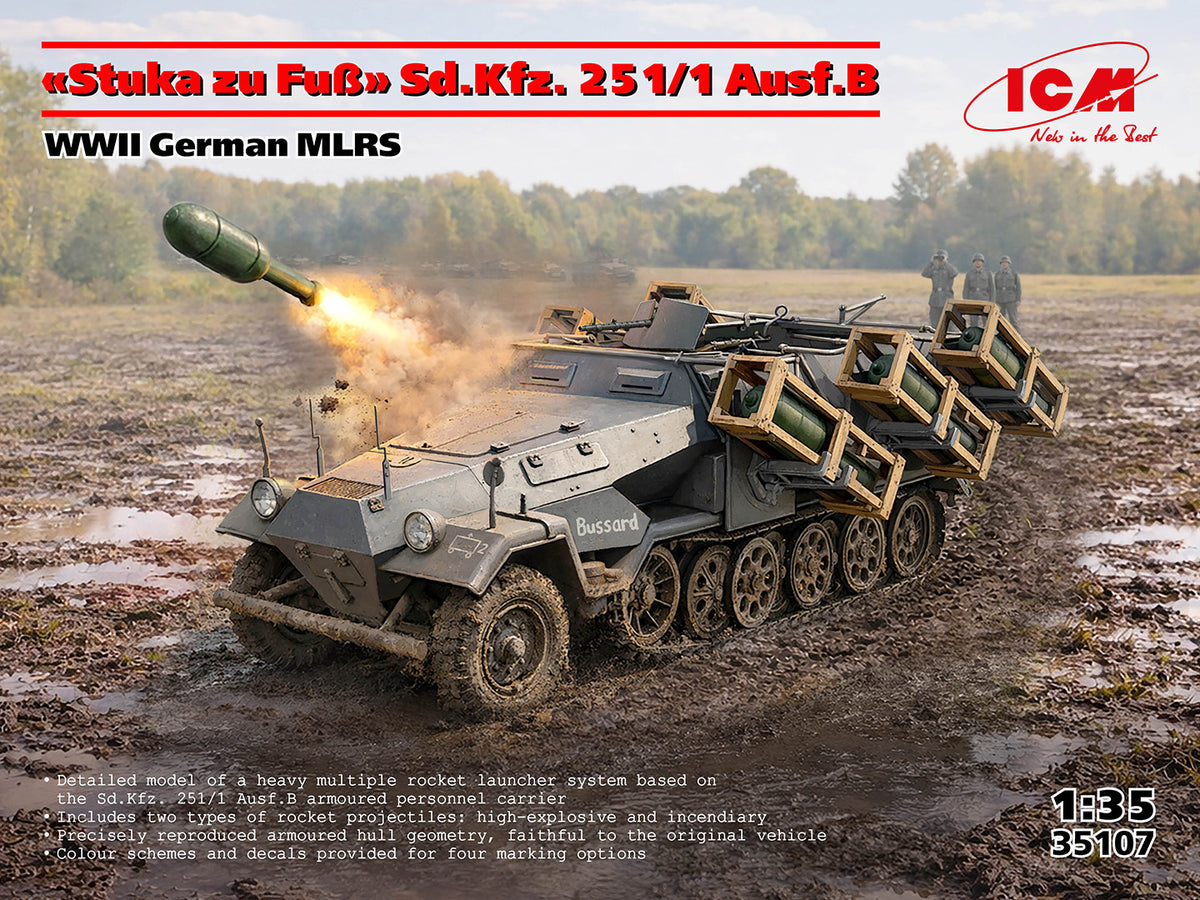 "Stuka zu Fuß" Sd.Kfz. 251/1 Ausf.B, WWII German MLRS - ICM 1:35 modelbouwpakket