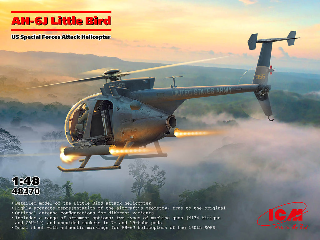 AH-6J Little Bird, US Special Forces Attack Helicopter - ICM 1:48 modelbouwpakket