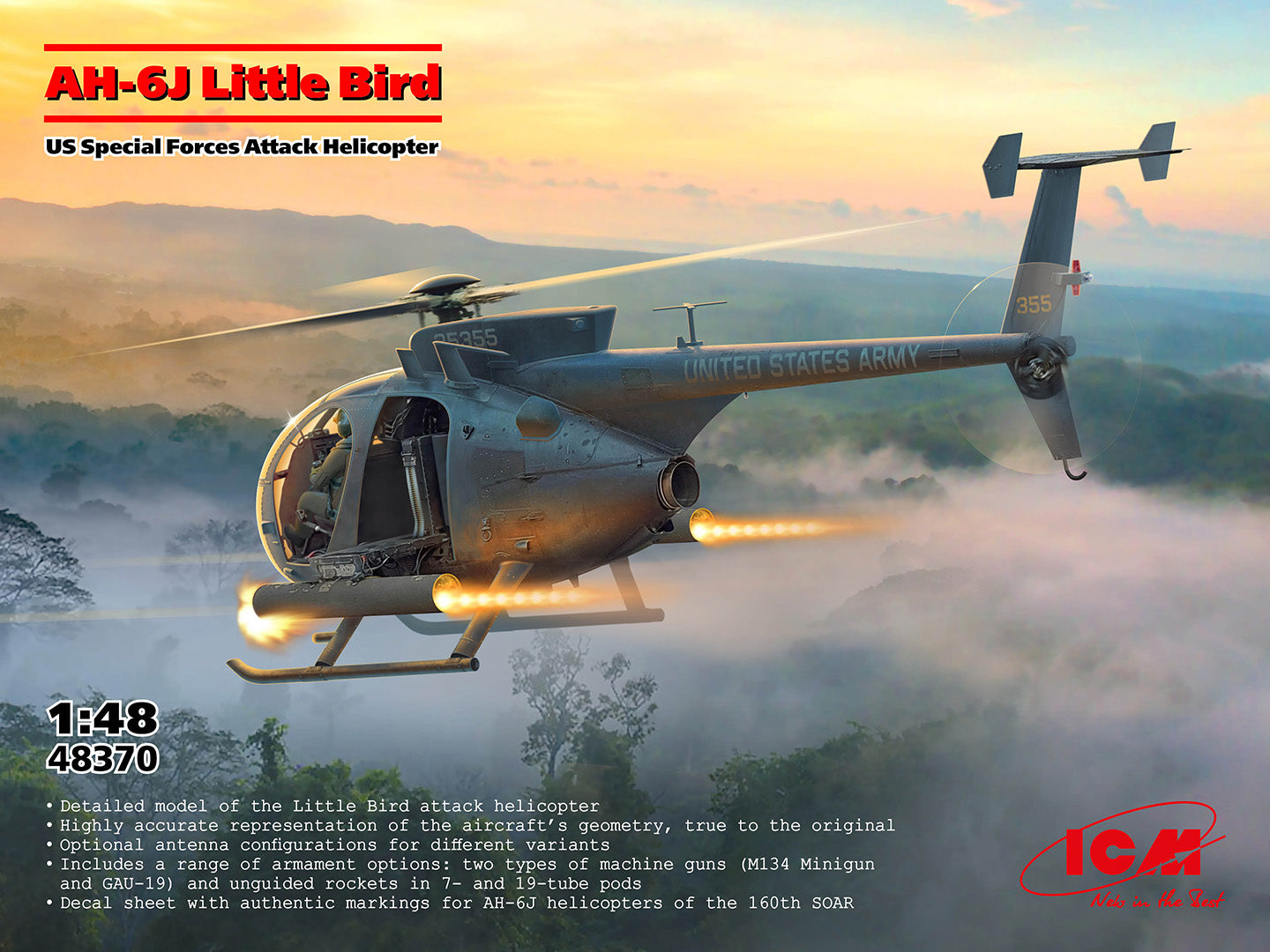AH-6J Little Bird, US Special Forces Attack Helicopter - ICM 1:48 modelbouwpakket