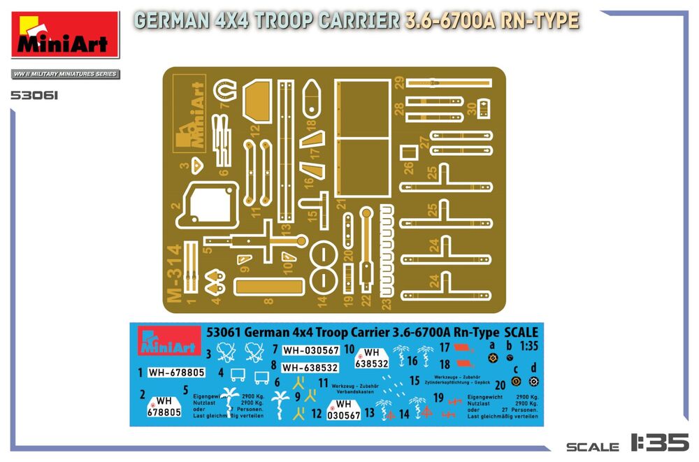 German 4x4 Troop Carrier 3.6-6700A Rn-Type | 53061 | MiniArt | 1:35