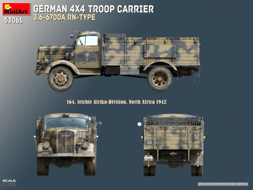 German 4x4 Troop Carrier 3.6-6700A Rn-Type | 53061 | MiniArt | 1:35