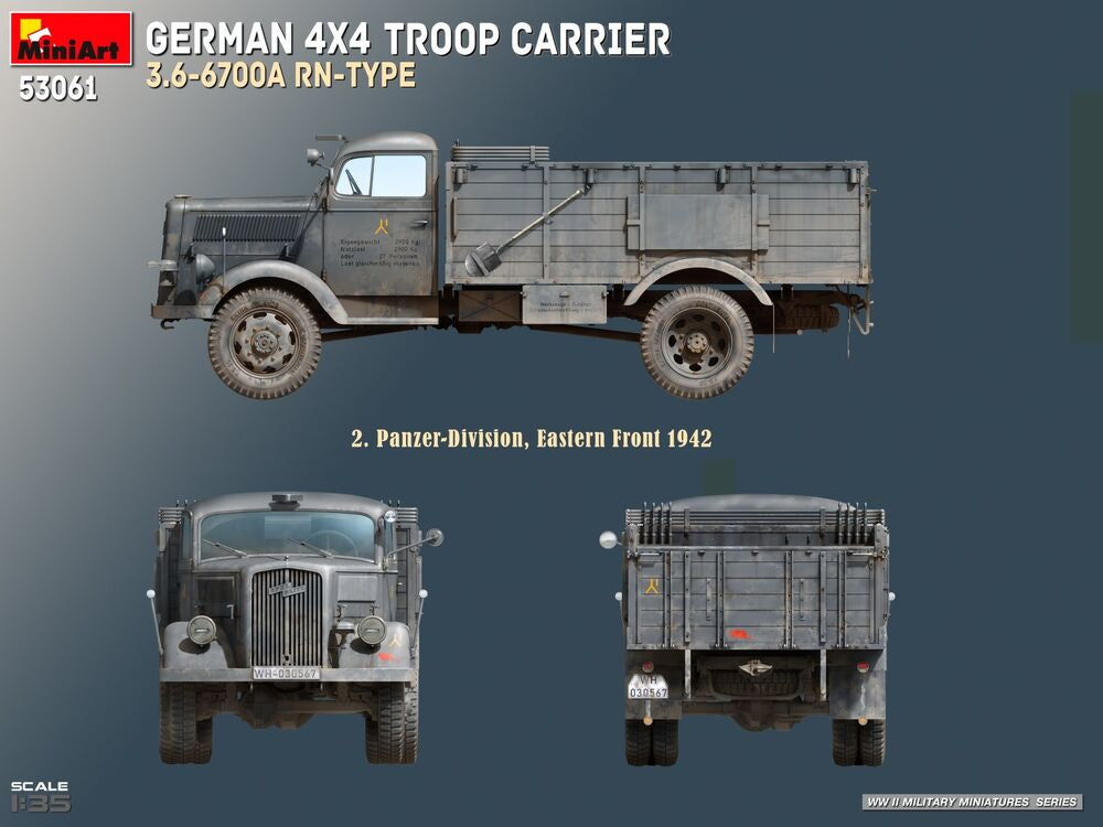 German 4x4 Troop Carrier 3.6-6700A Rn-Type | 53061 | MiniArt | 1:35