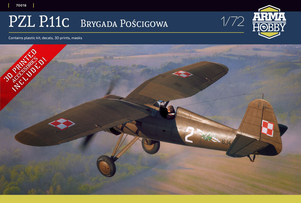 PZL P.11c Pursuit Brigade w/extensive 3D print | 70018 | Arma Hobby | 1:72