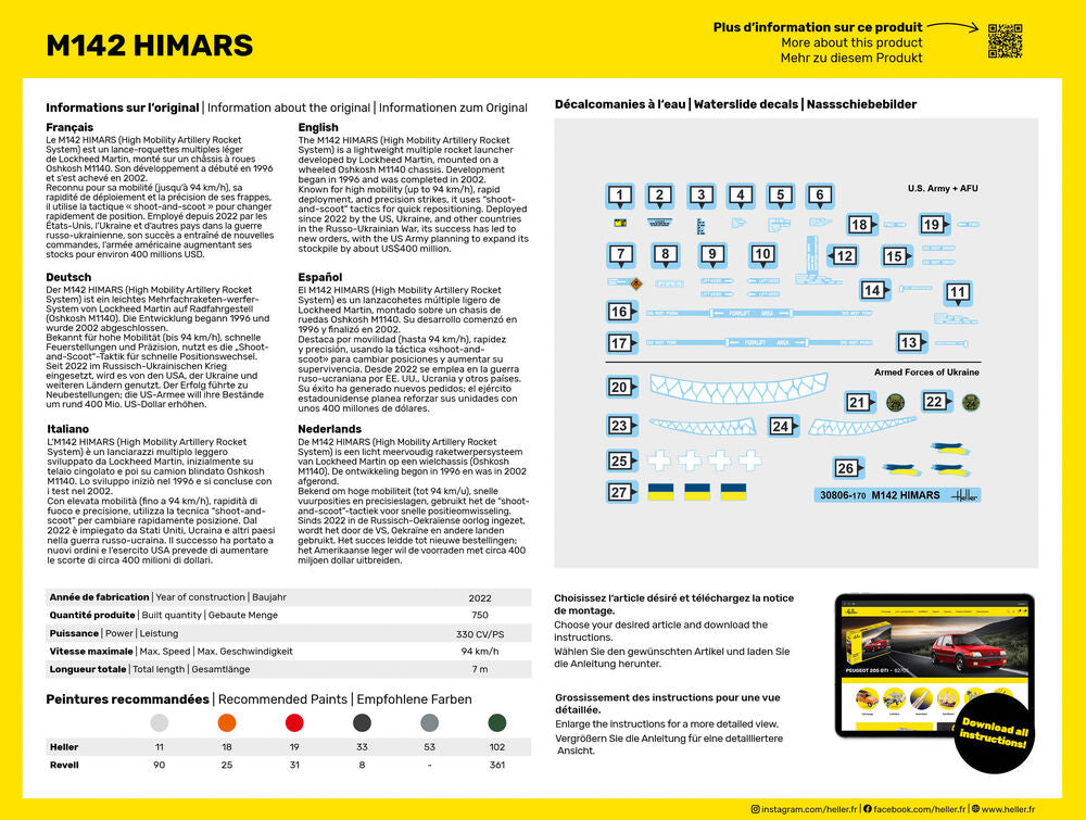 M142 HIMARS (High Mobility Artillery Rocket System) | 30806 | Heller | 1:72