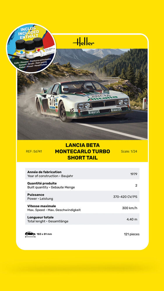 STARTER KIT Lancia Beta Montecarlo Turbo Short Tail | 58741 | Heller | 1:24